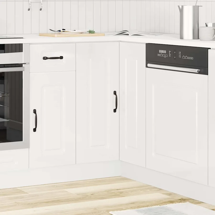 Armoire d'angle de cuisine Kalmar blanc brillant