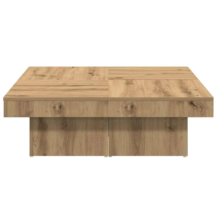 Table basse chêne artisanal 90x90x28 cm bois d'ingénierie - 4