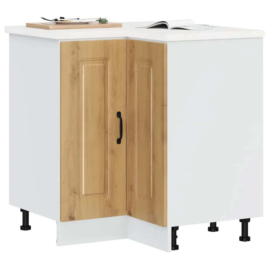 Armoire d'angle de cuisine Kalmar chêne artisanal