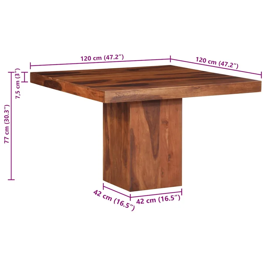 Table à manger 120x120x77 cm bois d'acacia massif - 9