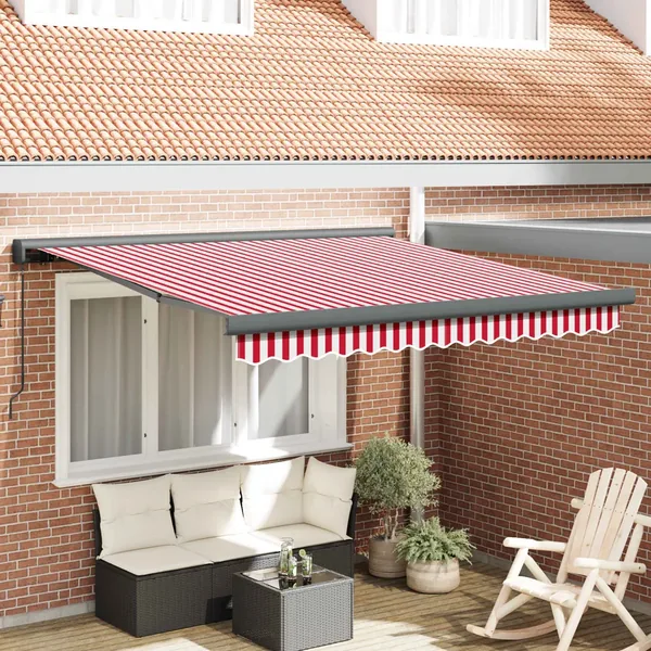 Auvent rétractable Rouge et Blanc 350 x 250 cm