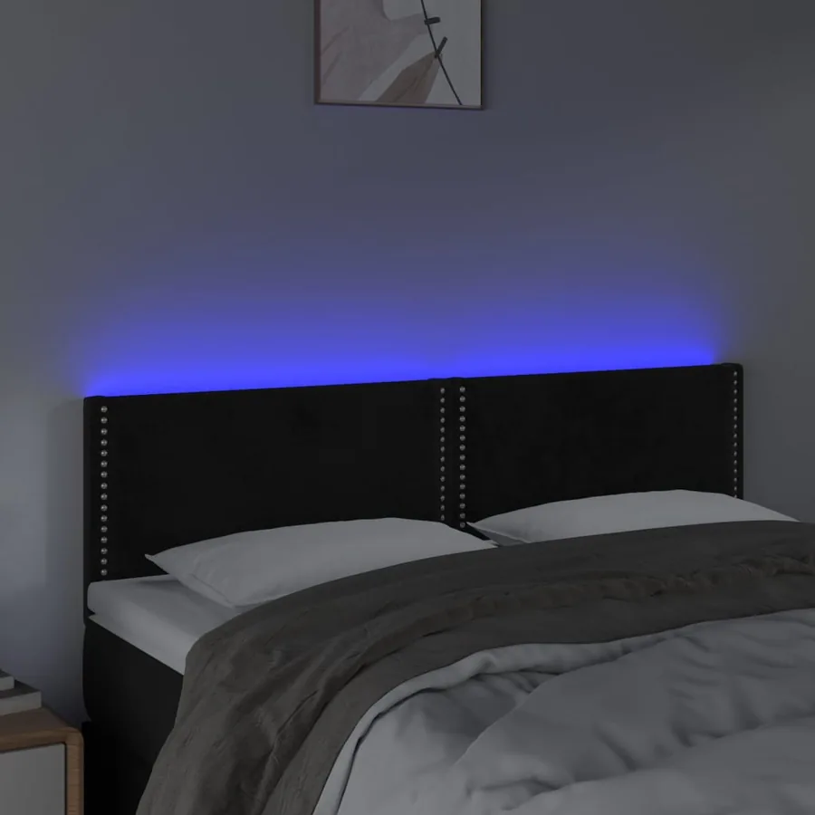 Tête de lit à LED Noir 144x5x78/88 cm Velours - 3