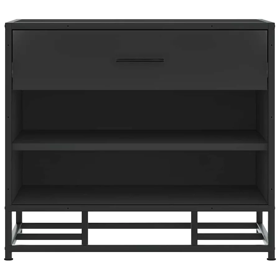 Banc à chaussures noir 60x40x53,5 cm bois d'ingénierie et métal - 4