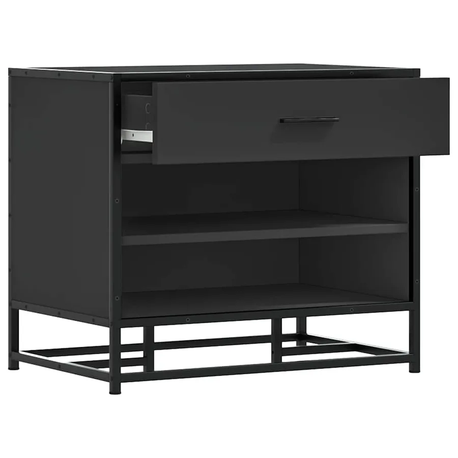 Banc à chaussures noir 60x40x53,5 cm bois d'ingénierie et métal - 7