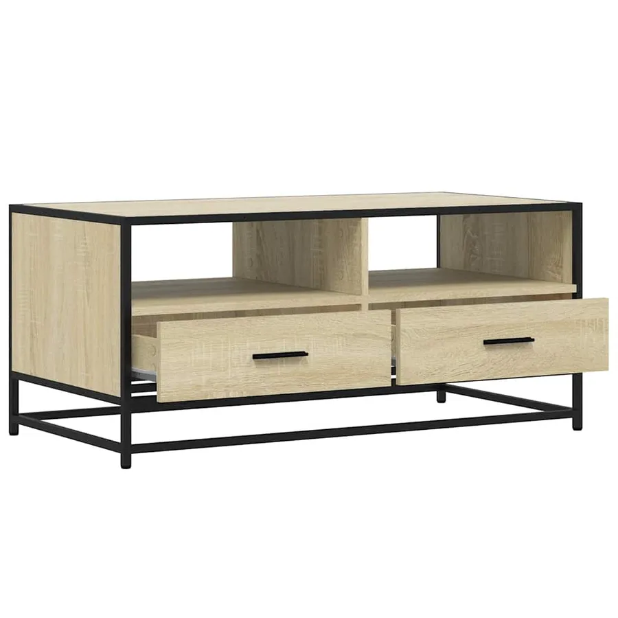 Table basse chêne sonoma 100x50x45cm bois d'ingénierie et métal - 8