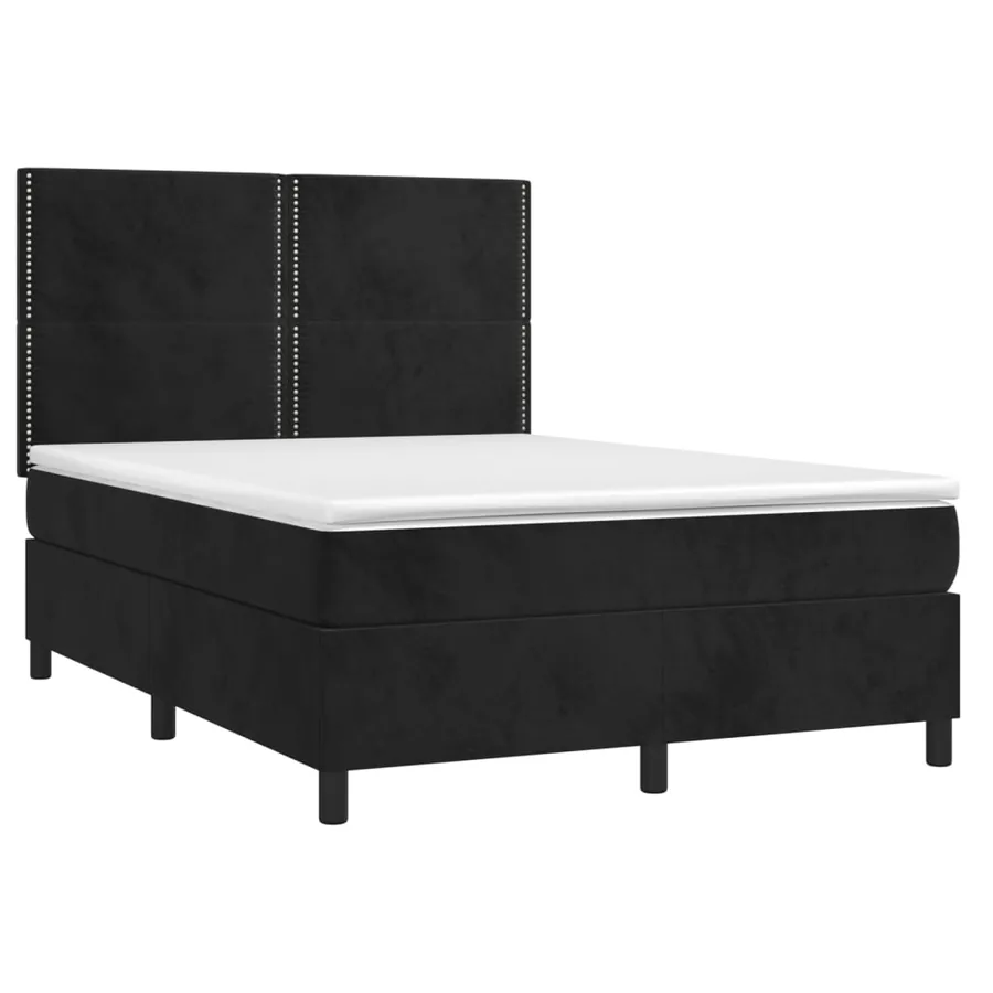 Sommier à lattes de lit matelas et LED Noir 140x190 cm Velours - 3