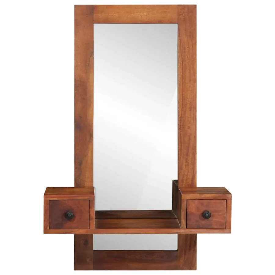 Miroir mural avec tiroirs 60x33x90 cm bois massif d'acacia - 3