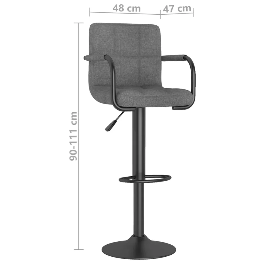 Tabourets de bar lot de 2 gris clair tissu - 10