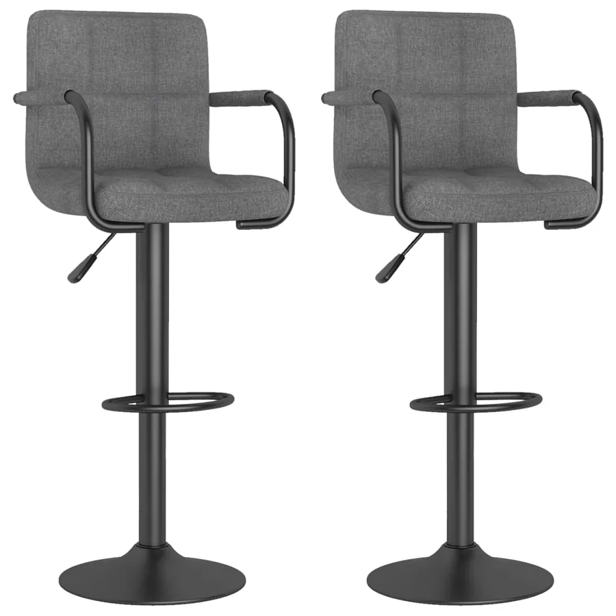 Tabourets de bar lot de 2 gris clair tissu - 2