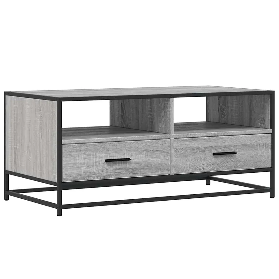 Table basse sonoma gris 100x50x45 cm bois d'ingénierie et métal - 2