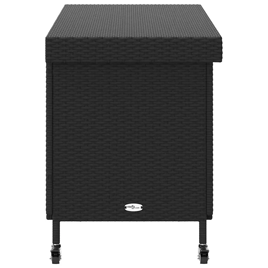 Boîte de rangement de jardin et roues noir résine tressée - 5