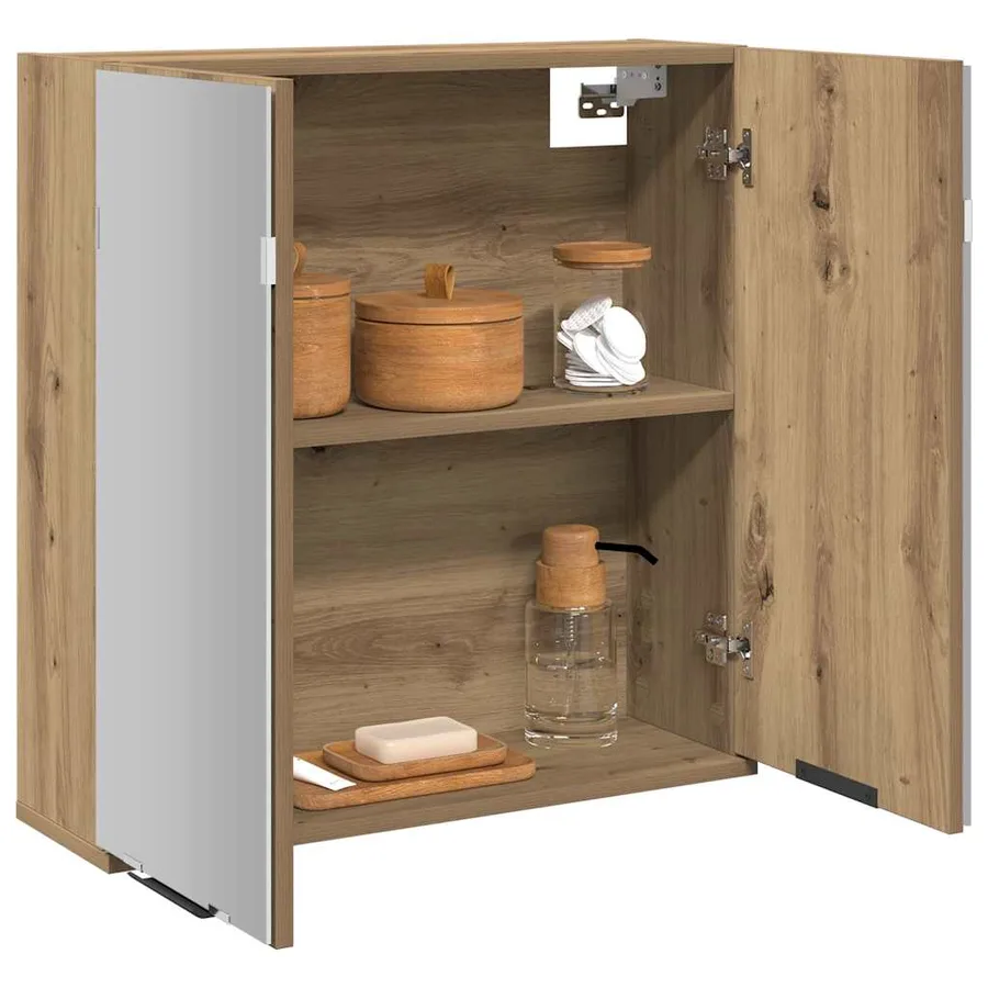 Armoire à miroir de salle de bain chêne artisanal 64x20x66,5 cm - 3