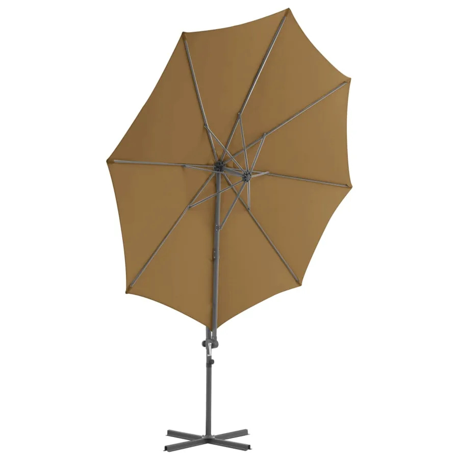 Parasol de jardin en porte-à-faux avec mât en acier taupe - 3