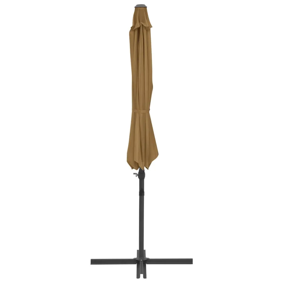 Parasol de jardin en porte-à-faux avec mât en acier taupe - 4