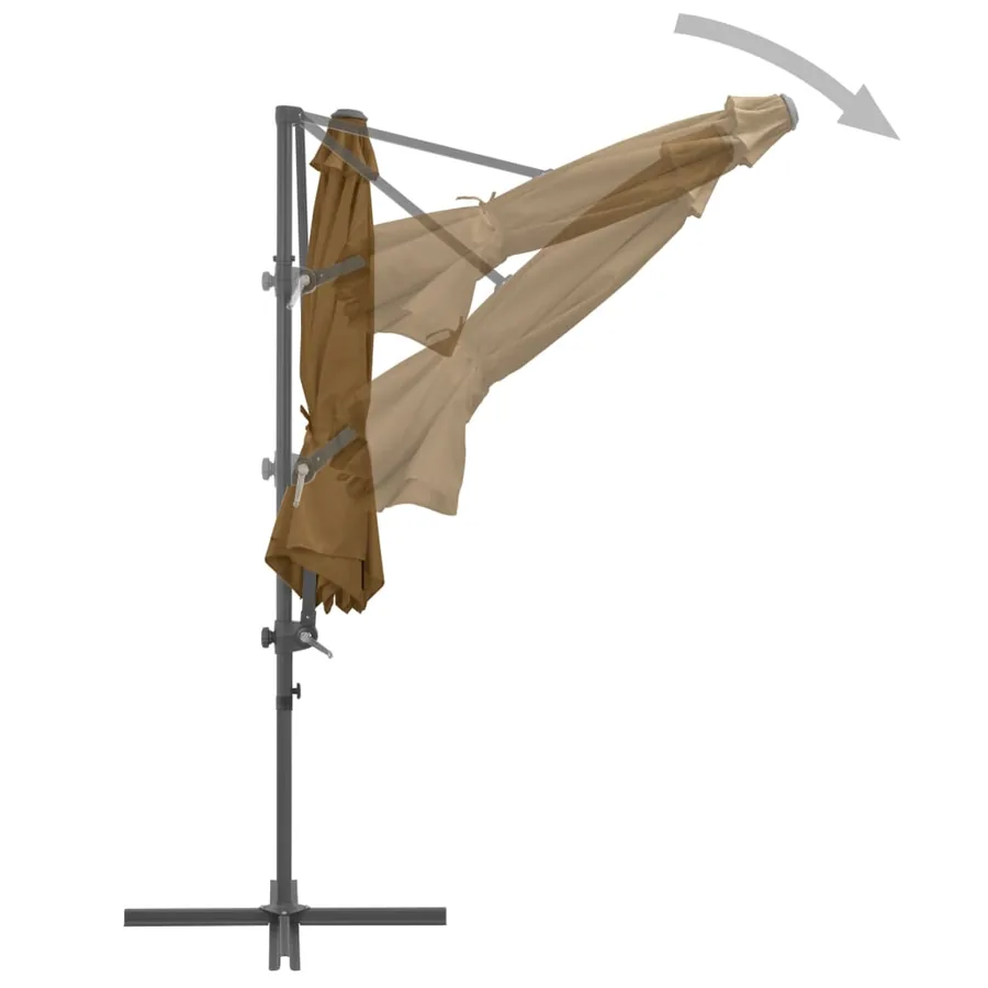 Parasol de jardin en porte-à-faux avec mât en acier taupe - 5