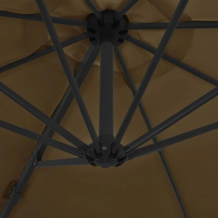 Parasol de jardin en porte-à-faux avec mât en acier taupe - 6