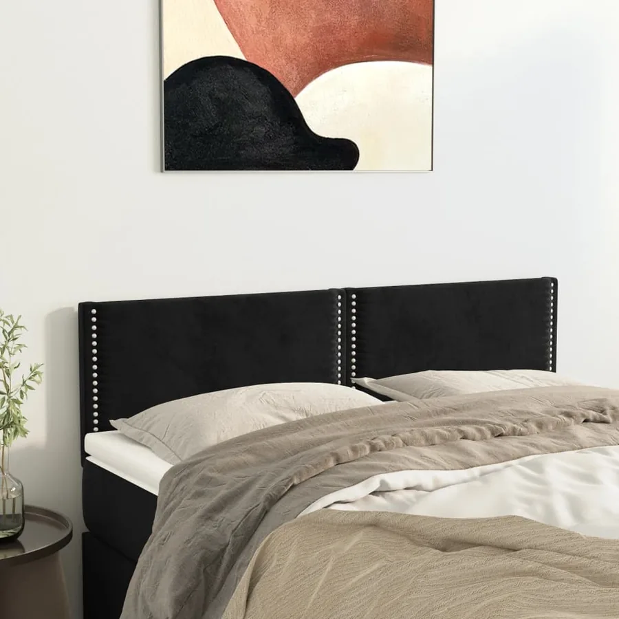 Têtes de lit Noir 144 x 5 x 78/88 cm Velours