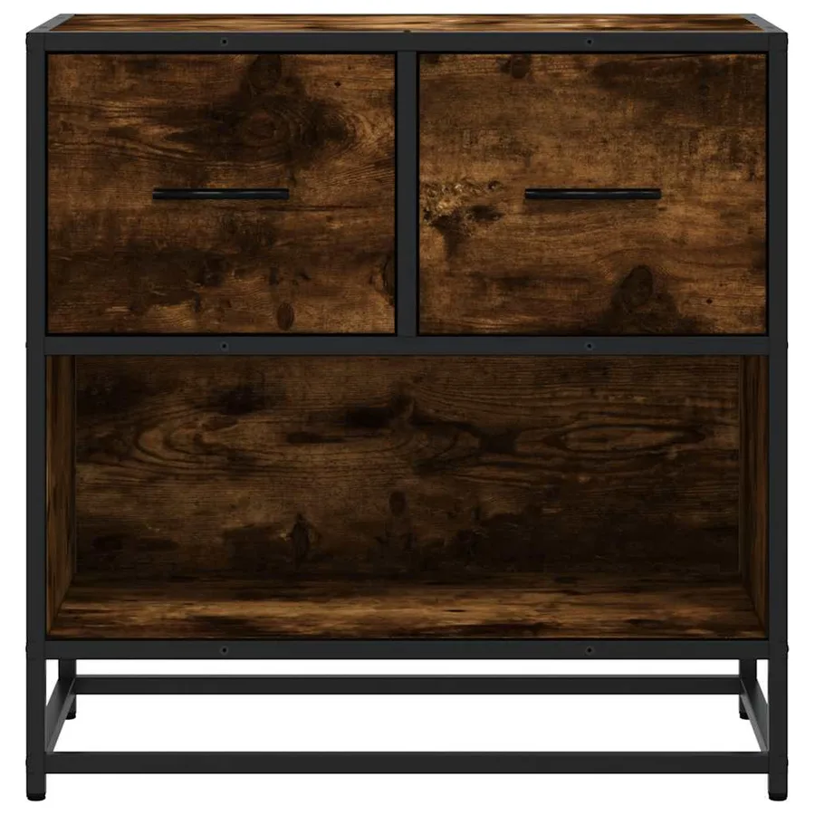 Table de chevet chêne fumé 60x31x60 cm bois ingénierie et métal - 5