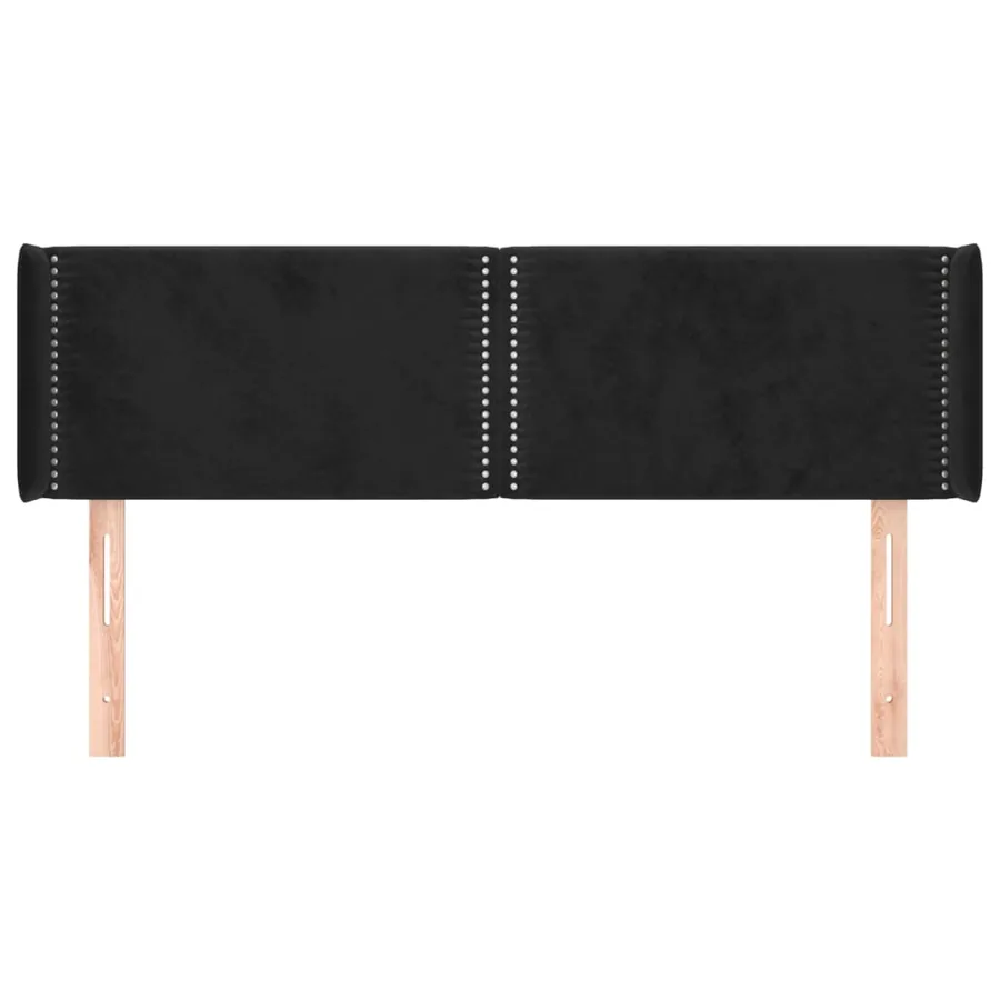 Tête de lit avec oreilles Noir 147x16x78/88 cm Velours - 3