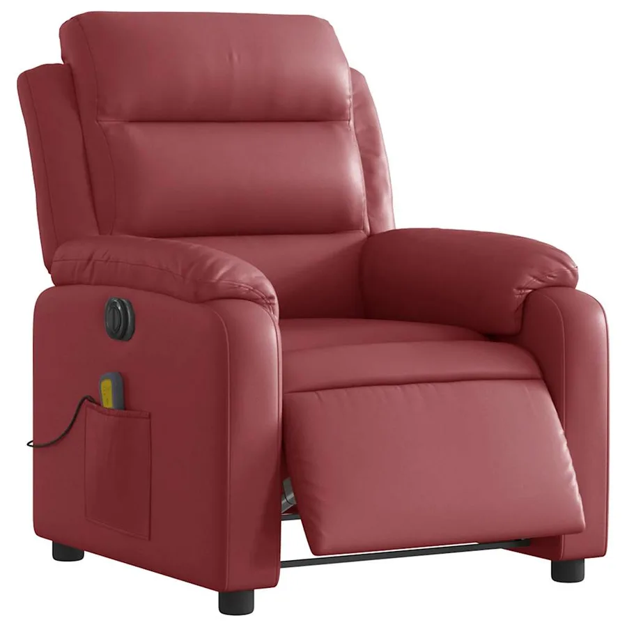 Fauteuil de massage inclinable électrique rouge bordeaux - 3