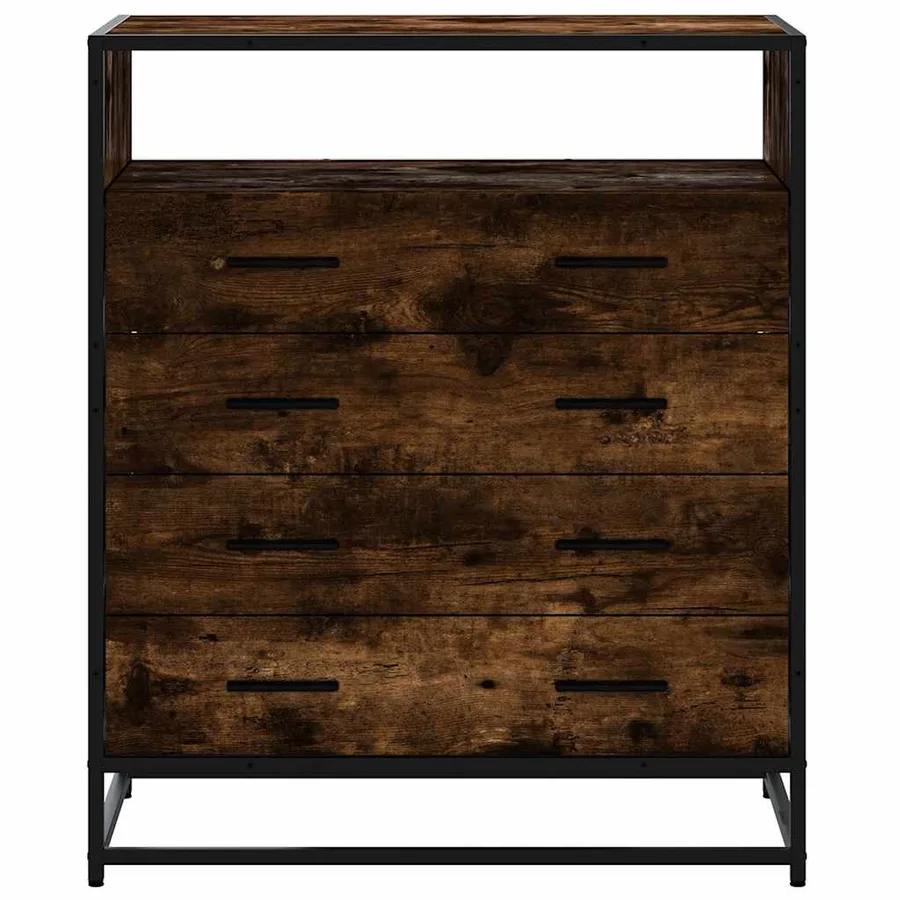 Commode chêne fumé 70x41x83,5 cm bois d'ingénierie - 4