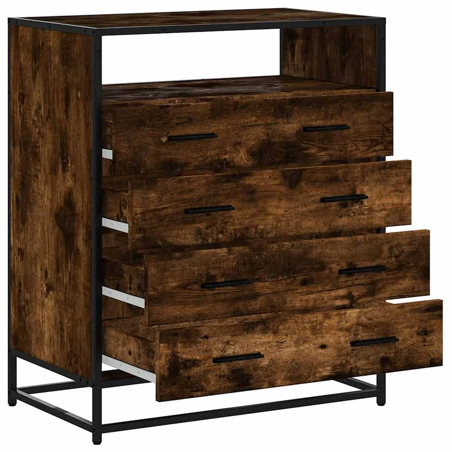 Commode chêne fumé 70x41x83,5 cm bois d'ingénierie - 5