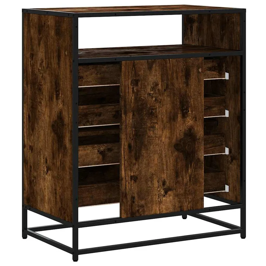 Commode chêne fumé 70x41x83,5 cm bois d'ingénierie - 7