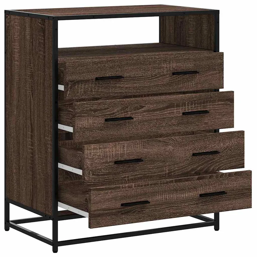 Commode chêne marron 70x41x83,5 cm bois d'ingénierie - 5