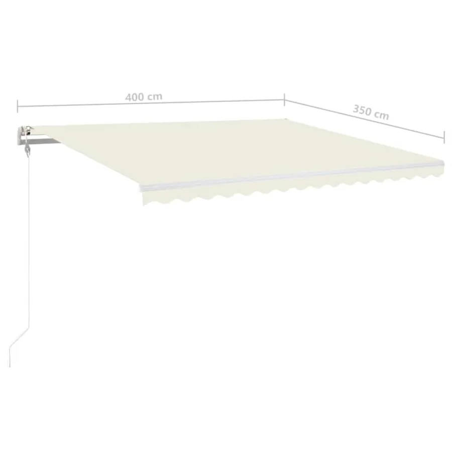 Auvent automatique avec capteur de vent et LED 400x350 cm Crème - 8