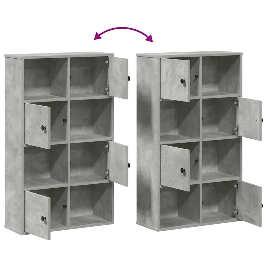Bibliothèque gris béton 60x24x101,5 cm bois d'ingénierie - 8
