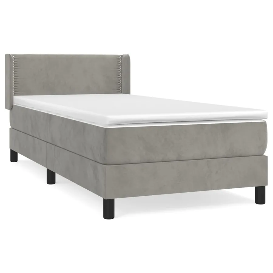 Sommier à lattes de lit et matelas Gris clair 90x200 cm Velours - 2