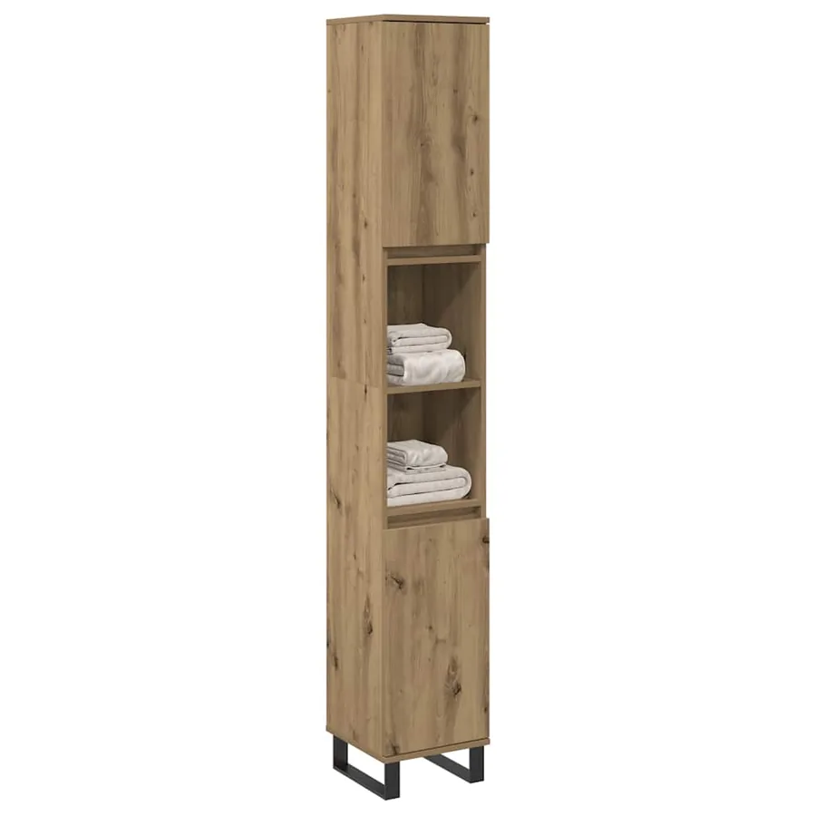 Armoire de salle de bain chêne artisanal 30x30x190 cm - 3