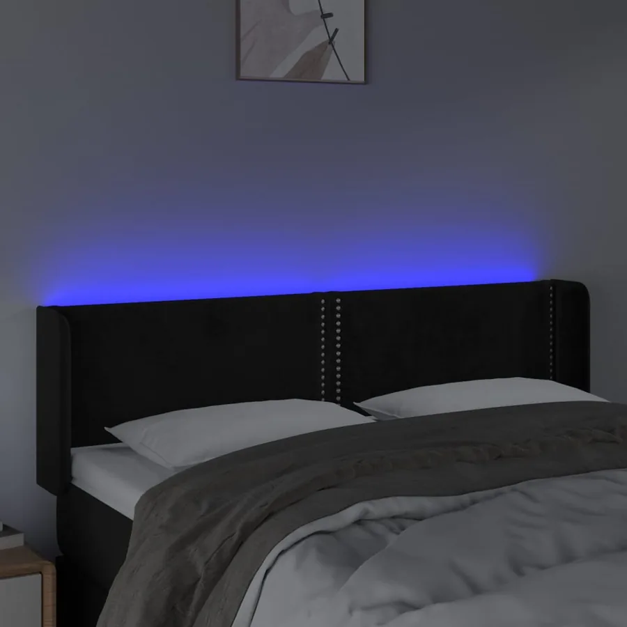 Tête de lit à LED Noir 147x16x78/88 cm Velours - 4