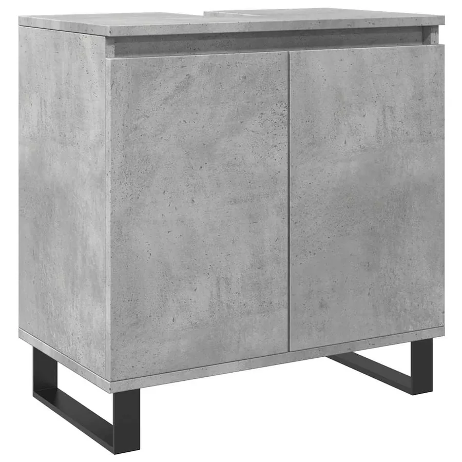 Ensemble de meubles de salle de bain 3 pcs gris béton - 9