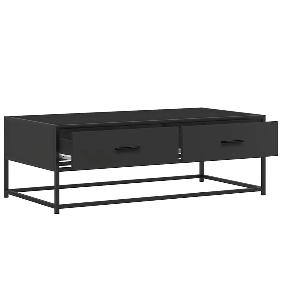 Table basse noir 100x50x35 cm bois d'ingénierie et métal - 8
