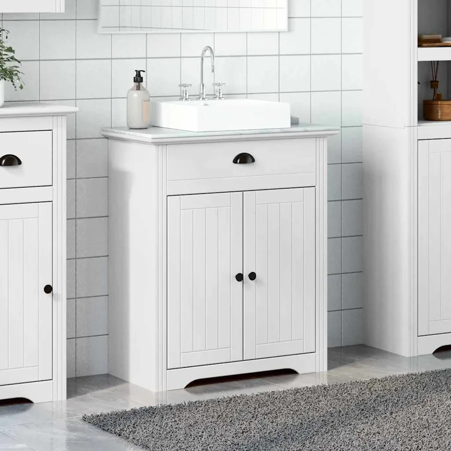 Armoire de lavabo de salle de bain BODO blanc 70x35x80 cm - 3