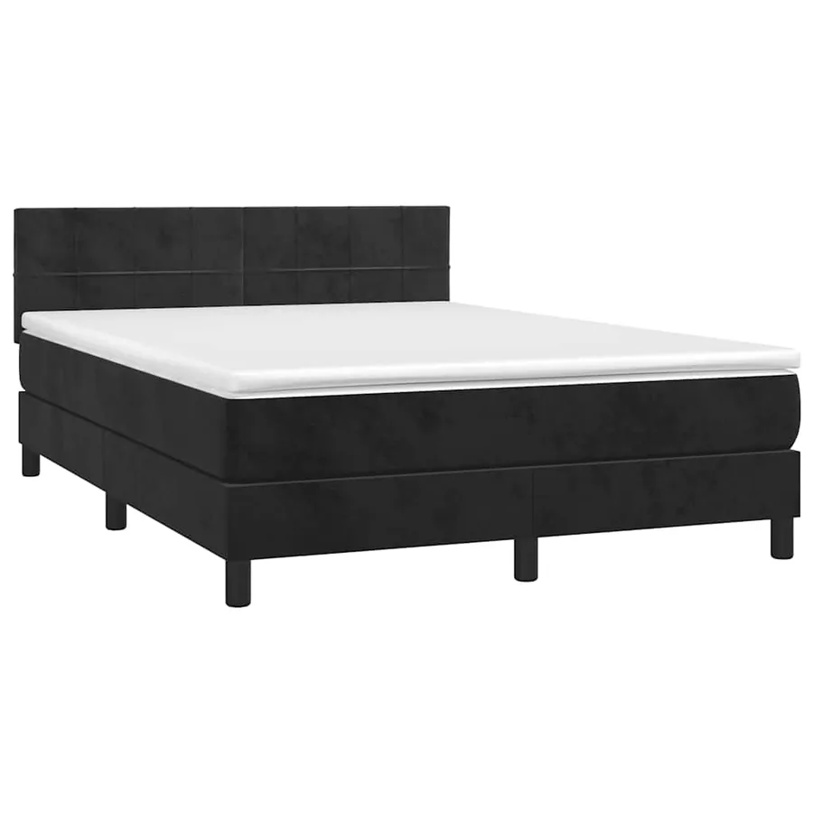 Sommier à lattes de lit avec matelas Noir 140x200 cm Velours - 3
