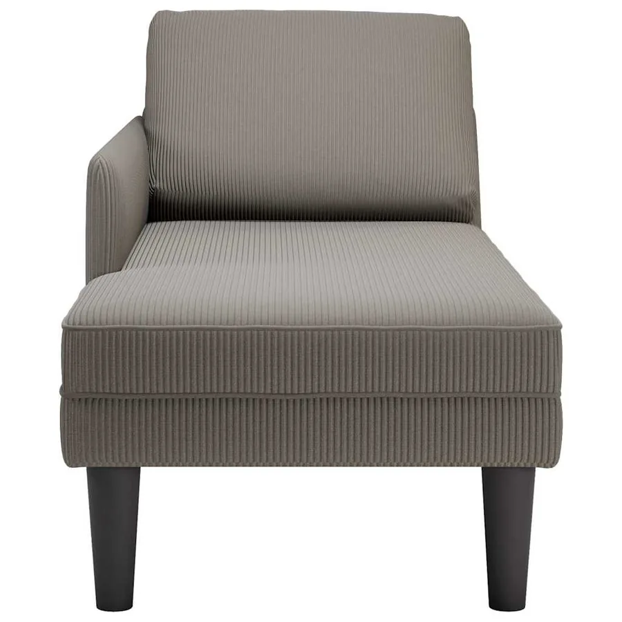 Chaise longue avec coussin gris clair tissu en velours côtelé - 4