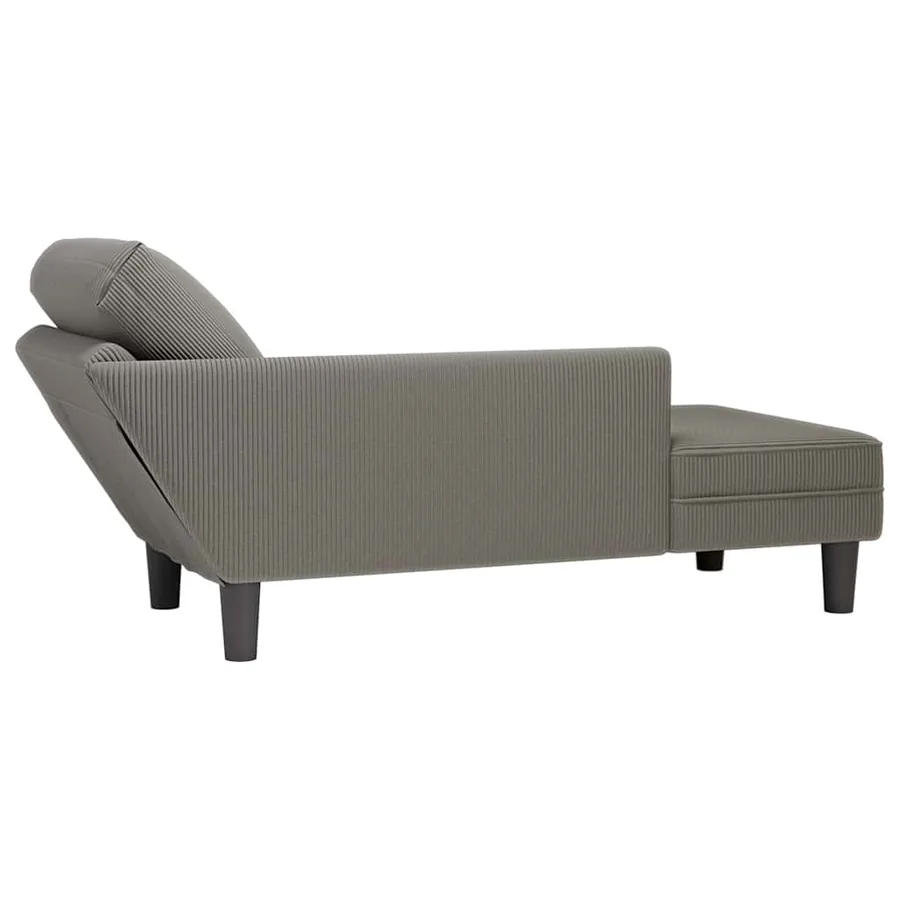 Chaise longue avec coussin gris clair tissu en velours côtelé - 6