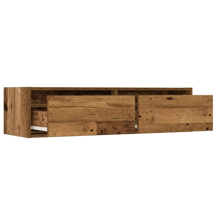 Meuble TV avec lumières LED vieux bois 100X35,5x25 cm - 10