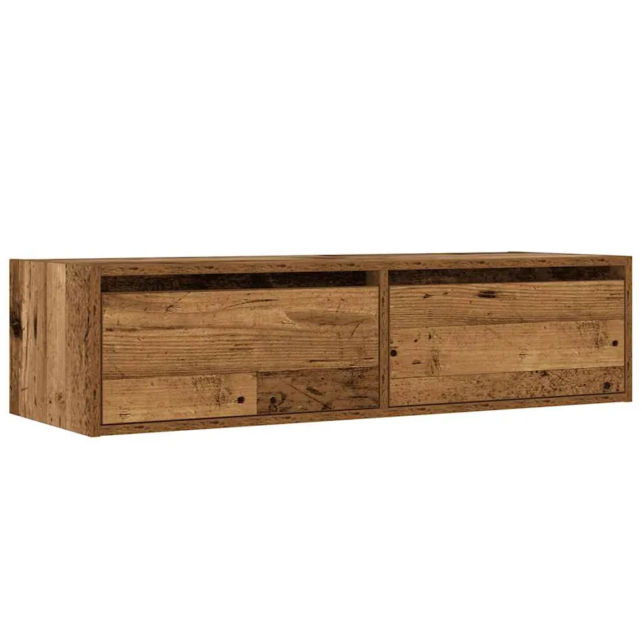 Meuble TV avec lumières LED vieux bois 100X35,5x25 cm - 6