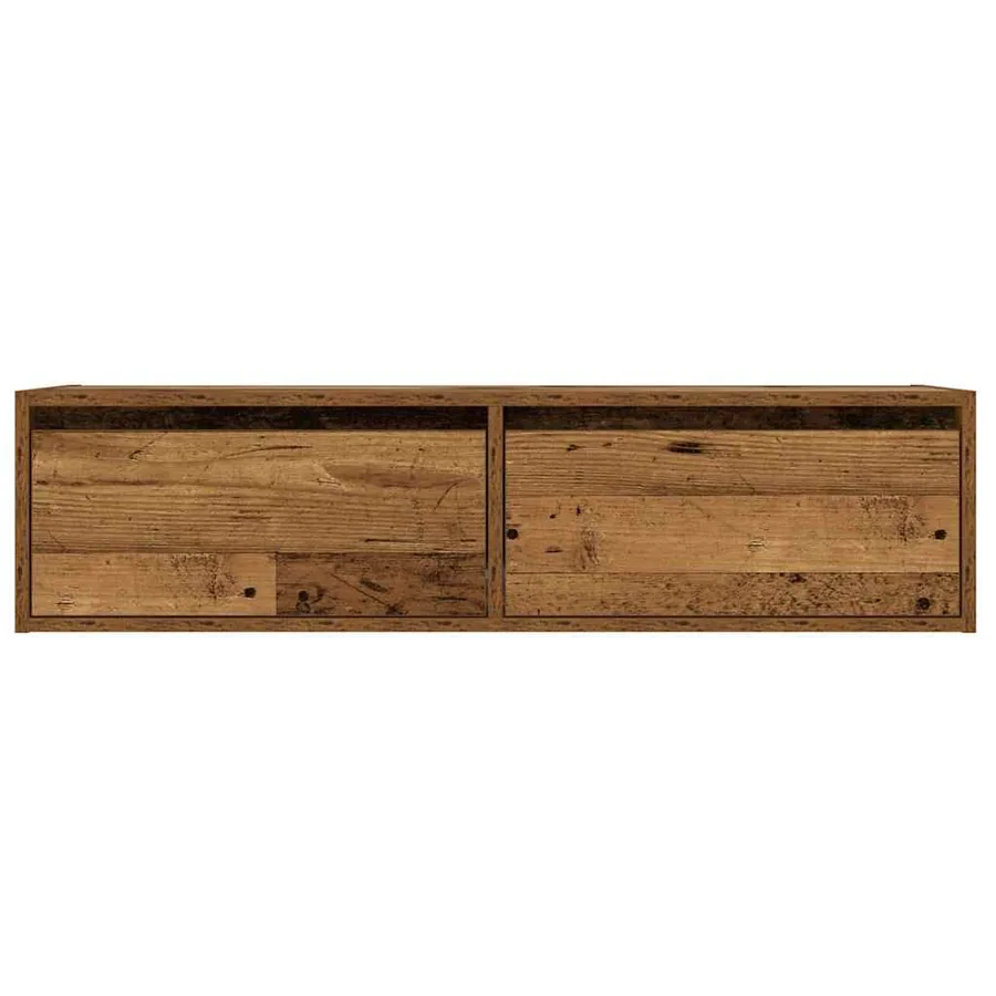 Meuble TV avec lumières LED vieux bois 100X35,5x25 cm - 7