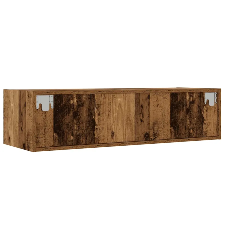 Meuble TV avec lumières LED vieux bois 100X35,5x25 cm - 9
