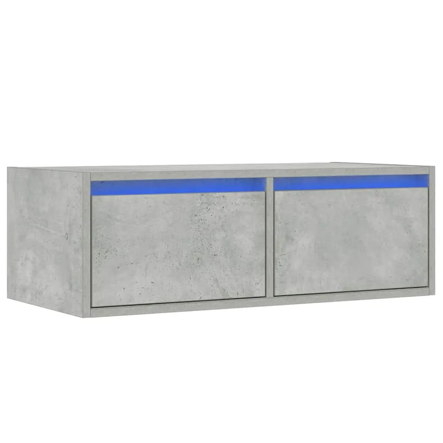 Meuble TV avec lumières LED gris béton 75x35,5x25 cm - 3