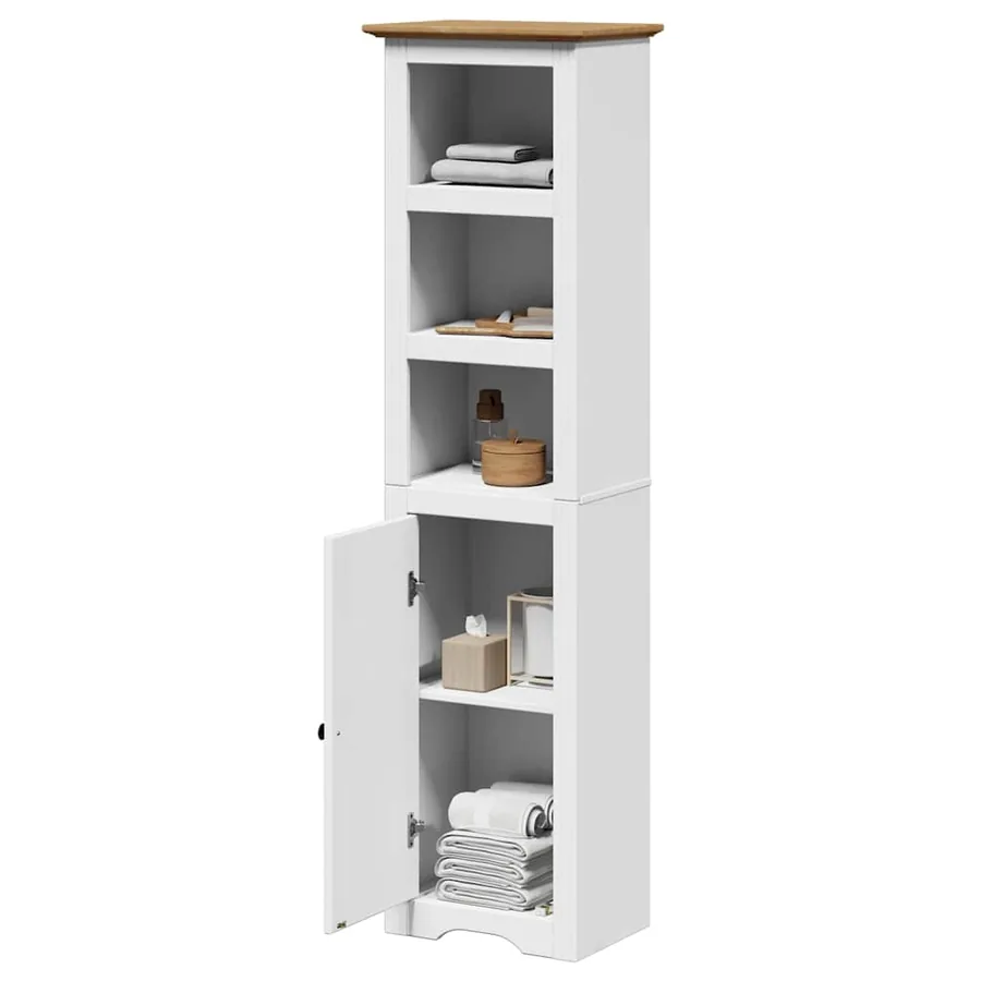 Armoire de salle de bain BODO blanc et marron 44x30x160 cm