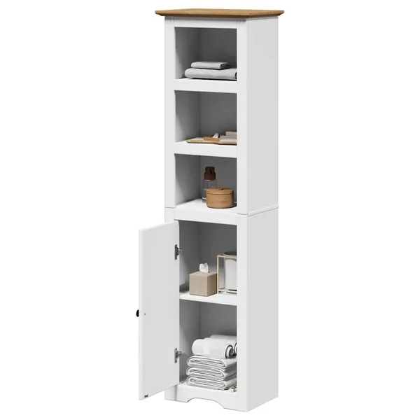 Armoire de salle de bain BODO blanc et marron 44x30x160 cm