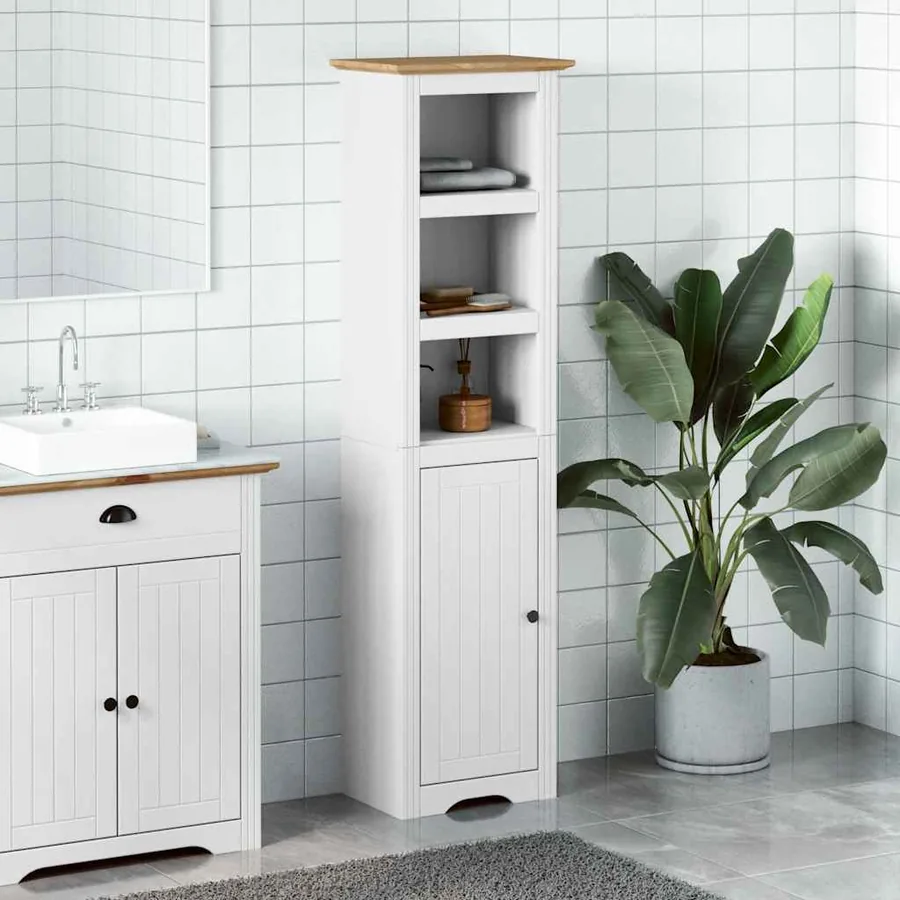 Armoire de salle de bain BODO blanc et marron 44x30x160 cm - 3