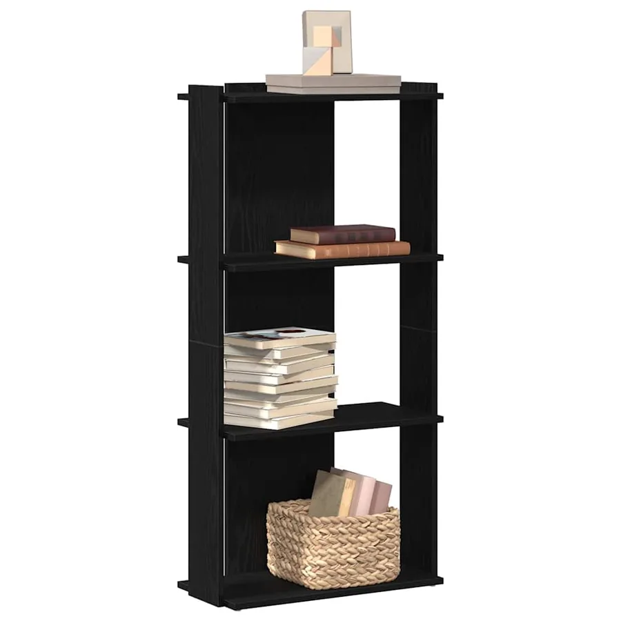 Bibliothèque à 3 niveaux noir 60x30x120 cm bois d'ingénierie