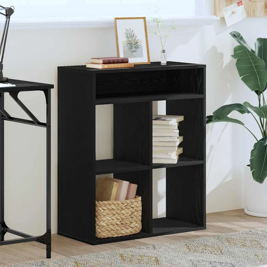 Bibliothèque noir 66x31x80 cm bois d'ingénierie - 3