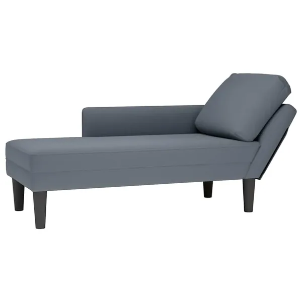 Fauteuil long et coussin et accoudoir droit gris foncé velours